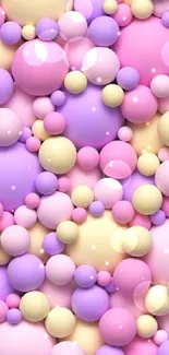 A vibrant mobile wallpaper with pastel colored bubbles in pink, purple, and yellow hues.