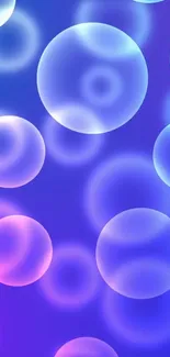 Vibrant bubbles in blue and purple tones for mobile wallpaper.