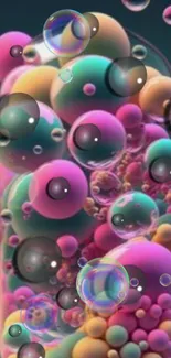 Colorful bubble pattern wallpaper for mobile phones.