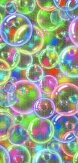 Colorful neon bubbles on a vibrant background.