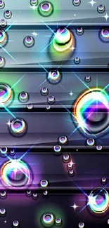 Vibrant mobile wallpaper with colorful reflective bubbles.