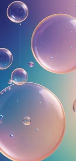 Colorful bubbles floating on a gradient mobile wallpaper.