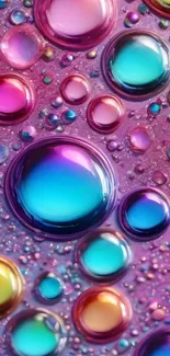 Colorful bubbles over a glittery purple background