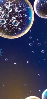 Colorful bubbles on dark blue background abstract wallpaper.