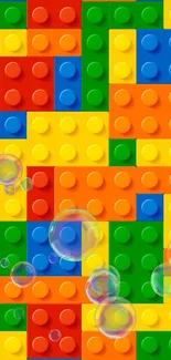 Vibrant wallpaper with colorful building blocks in various shades.