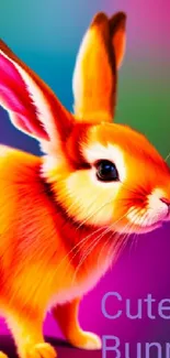 Colorful bunny with vibrant background art wallpaper.