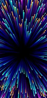 Dynamic neon burst wallpaper with colorful lines against a dark background.