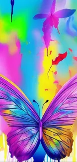 Colorful butterfly with vibrant background art.