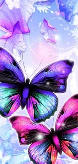 Vibrant butterfly wallpaper with colorful wings and nature elements.