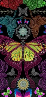 Colorful butterfly art wallpaper with intricate patterns and vibrant designs.