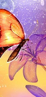 Colorful butterfly with abstract floral background.