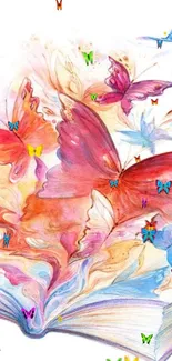 Colorful butterflies emerging from an open book.