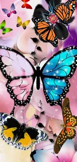 Colorful butterfly fantasy art wallpaper with vibrant hues for mobile.