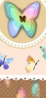 Vibrant pastel butterfly wallpaper design.