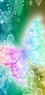 A colorful butterfly with ornate backgrounds for phone wallpaper.