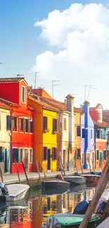 Colorful houses and canal in Italy, vibrant mobile wallpaper.