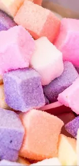 Pastel-colored candy cube wallpaper for phone.