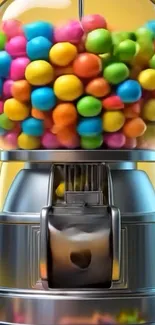 Colorful gumball machine with candies