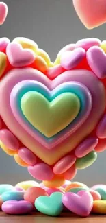 Colorful candy heart wallpaper with vibrant hues.