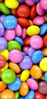 Colorful candy wallpaper with vibrant round sweets.