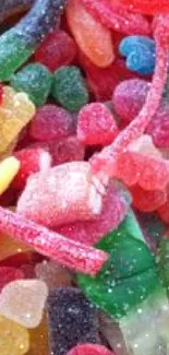 Colorful candy wallpaper with gummy sweets.