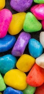 Vibrant candy pebbles in various colors.