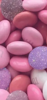 A vibrant pink and purple candy-themed wallpaper.