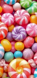 Colorful candy swirl mobile phone wallpaper with vivid pink and orange hues.