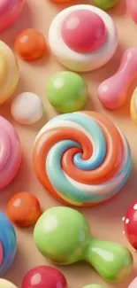Colorful candy swirl wallpaper design