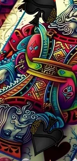 Intricate and colorful playing card design.