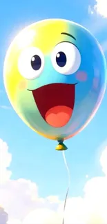 Bright and cheerful cartoon balloon in the sky.