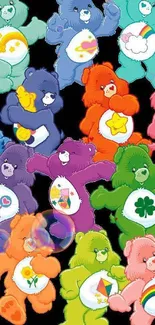 Colorful cartoon bears collage mobile wallpaper.