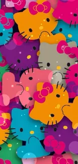 Colorful cartoon cat wallpaper with vibrant and playful design for phones.