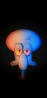 Cartoon character with colorful head gradient on black background.