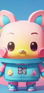 Cute cartoon character on a colorful mobile wallpaper.