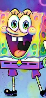 Vibrant cartoon character with colorful design on mobile wallpaper.