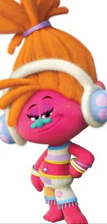 Vibrant cartoon character with pink and orange colors on mobile wallpaper.