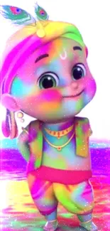 Colorful cartoon character with vibrant hues.