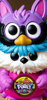 Colorful cartoon character with big eyes and vibrant colors on mobile wallpaper.