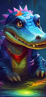 Colorful cartoon crocodile illustration, vibrant and playful design.