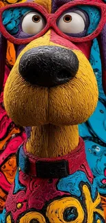 Colorful cartoon dog artwork with vibrant design.