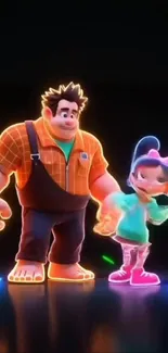 Colorful animated duo with neon lights