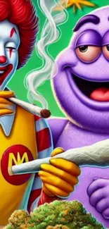 Colorful cartoon characters in a fantasy scene