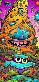 Vibrant cartoon monster art with vibrant colors and whimsical elements.