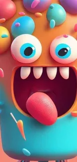 Cartoon monster with vibrant colors and a fun smile.