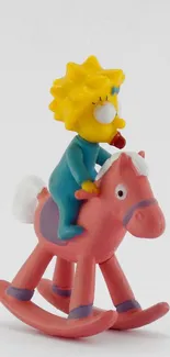 Cartoon character on a pink rocking horse with a fun and colorful design.