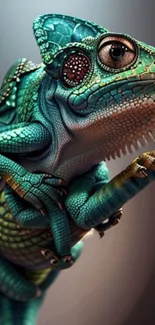 Artistic 3D chameleon with vibrant colors