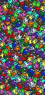 Colorful character mosaic wallpaper for mobile.