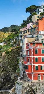 Colorful coastal houses in Cinque Terre, Italy, overlooking the sea.