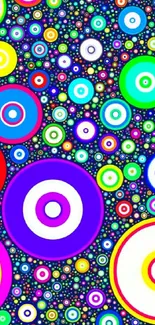 Colorful circles pattern mobile wallpaper with vibrant geometric designs.